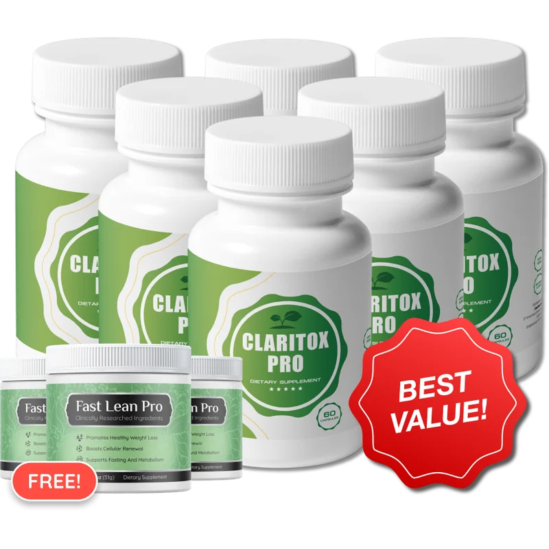 Claritox Pro Cognitive Relief Supplement — 6 Bottle / 180 Day Pack